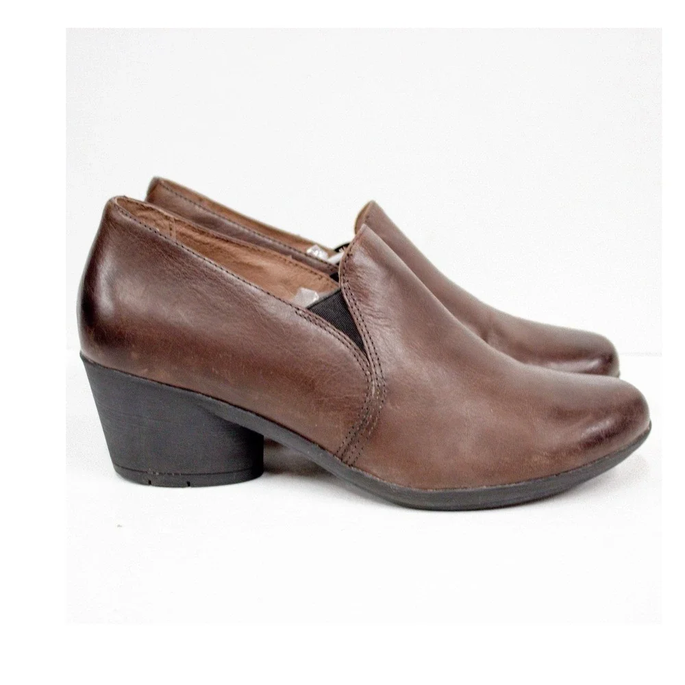 Dansko Robin Chocolate Burnished Leather Low Heel Slip-On Shoes